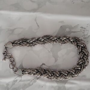 Y2K Express Gunmetal Gray Scale Braided Mesh Choker Necklace. Measures 22